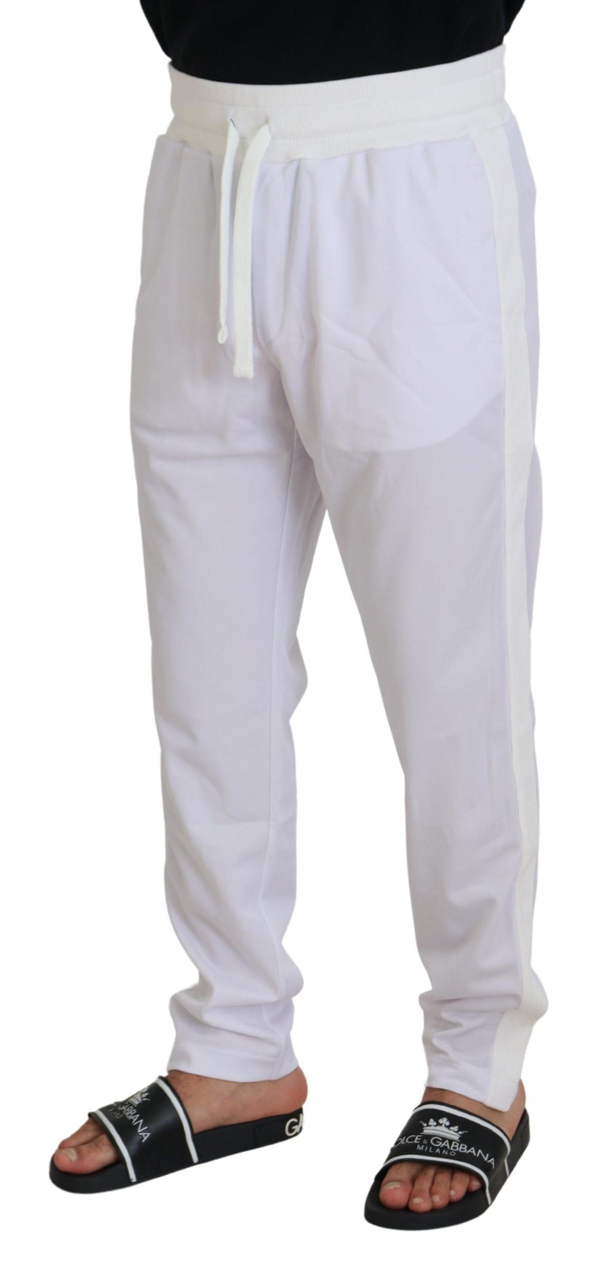 Witte polyester joggingbroek met kroonlogo