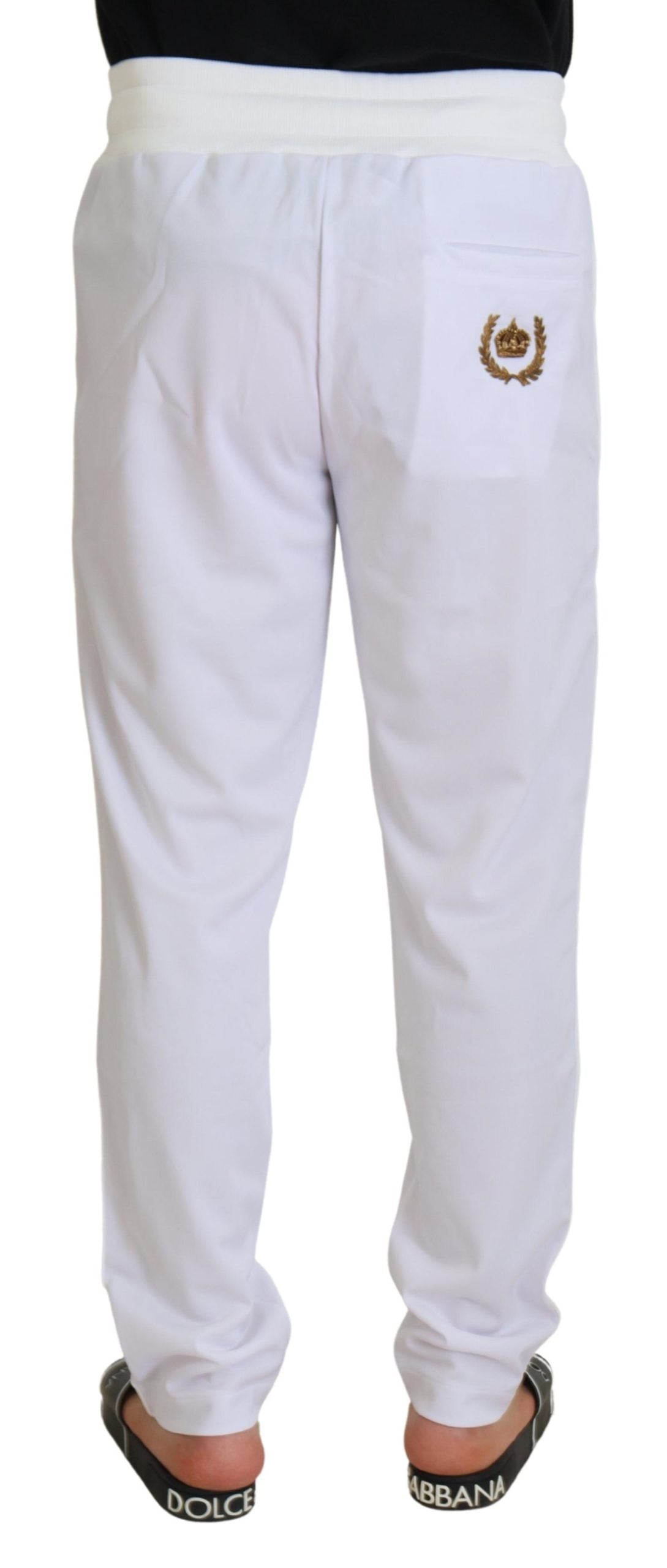 Witte polyester joggingbroek met kroonlogo