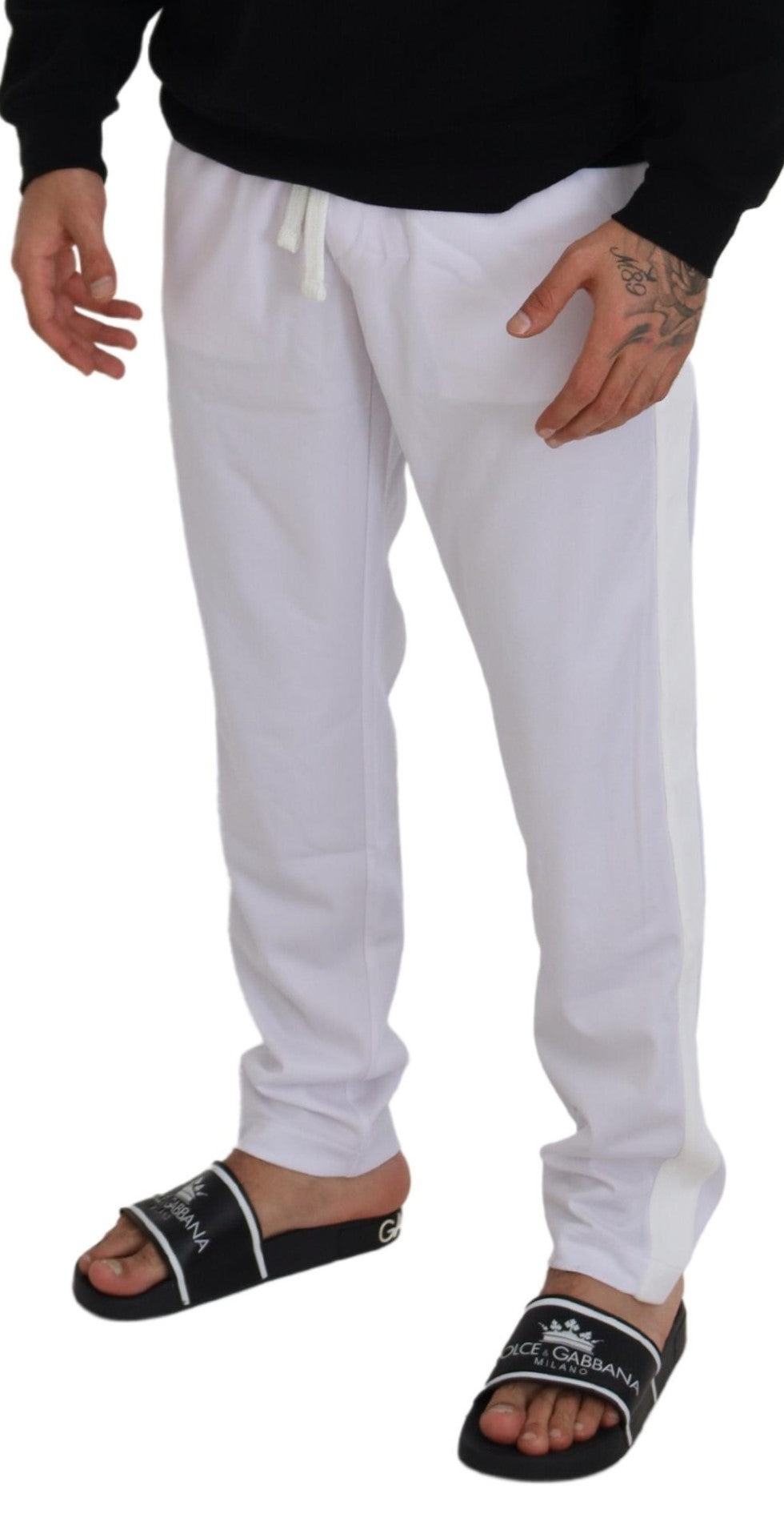 Witte polyester joggingbroek met kroonlogo