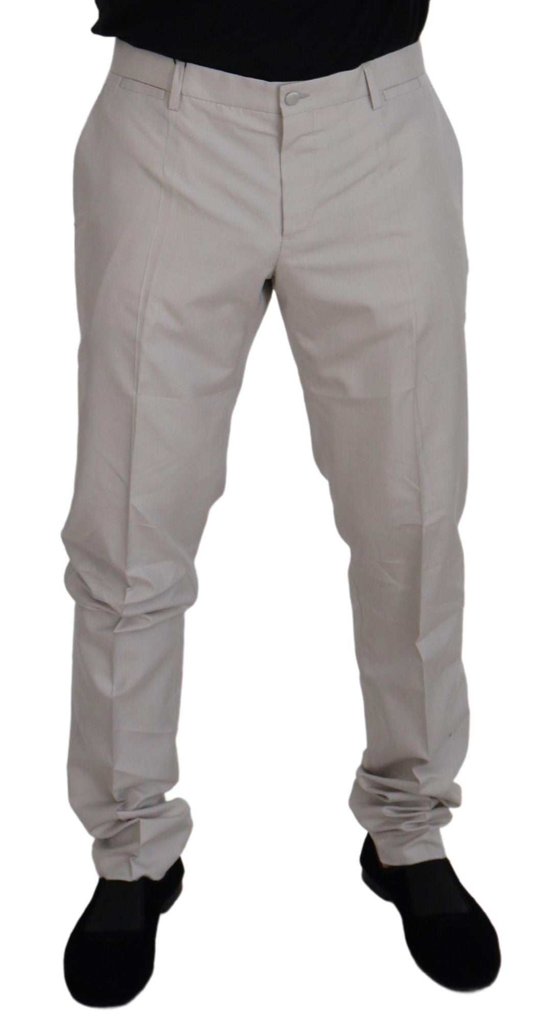 Elegant Off White Silk Blend Trousers