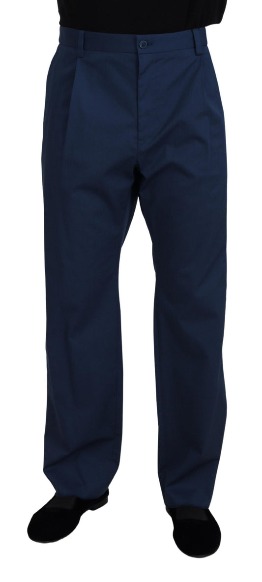 Pantalones elegantes de mezcla de algodón azul para hombre