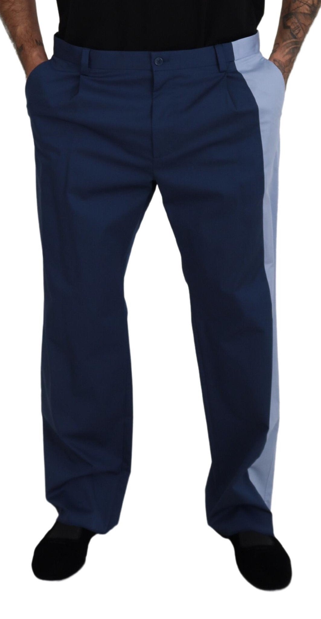 Pantalones elegantes de mezcla de algodón azul para hombre