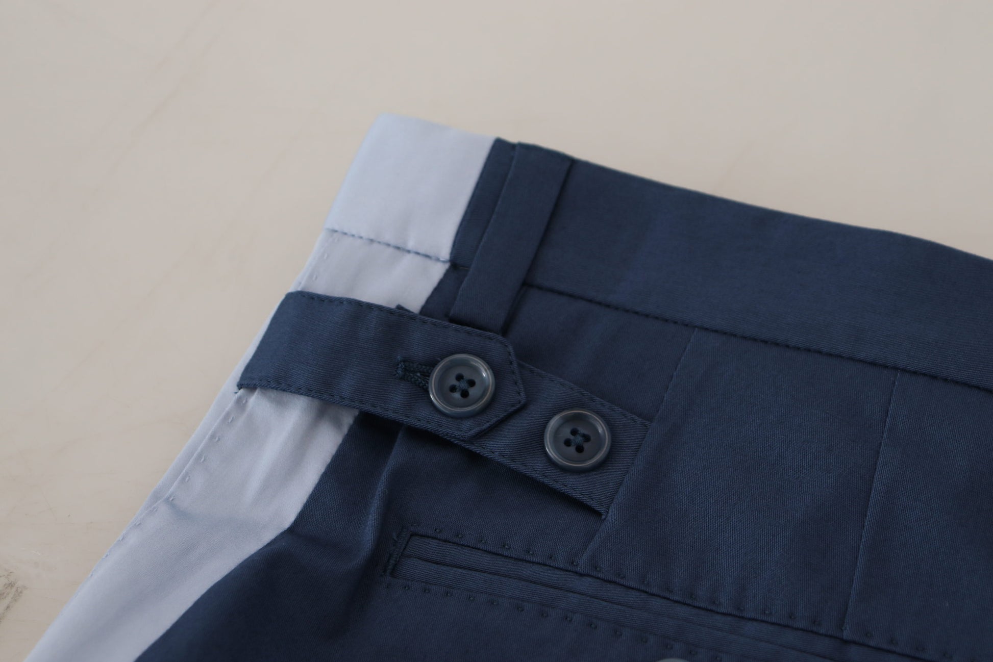 Pantalones elegantes de mezcla de algodón azul para hombre