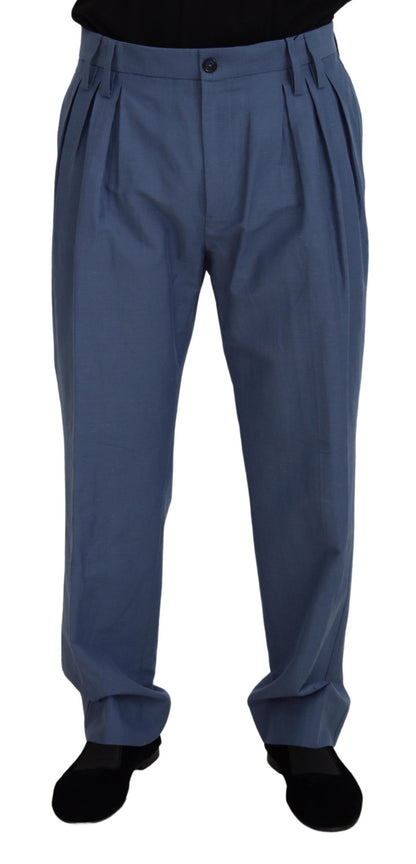 Blauwe linnen chino heren formele broek