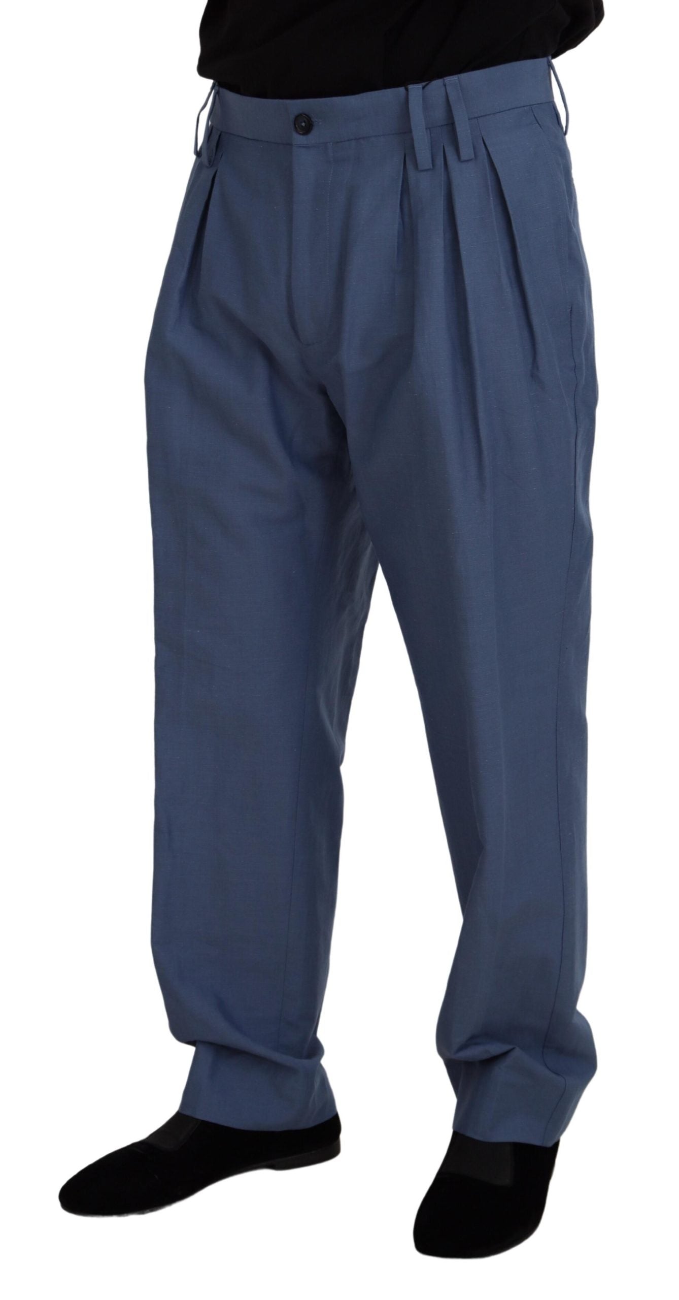 Blauwe linnen chino heren formele broek