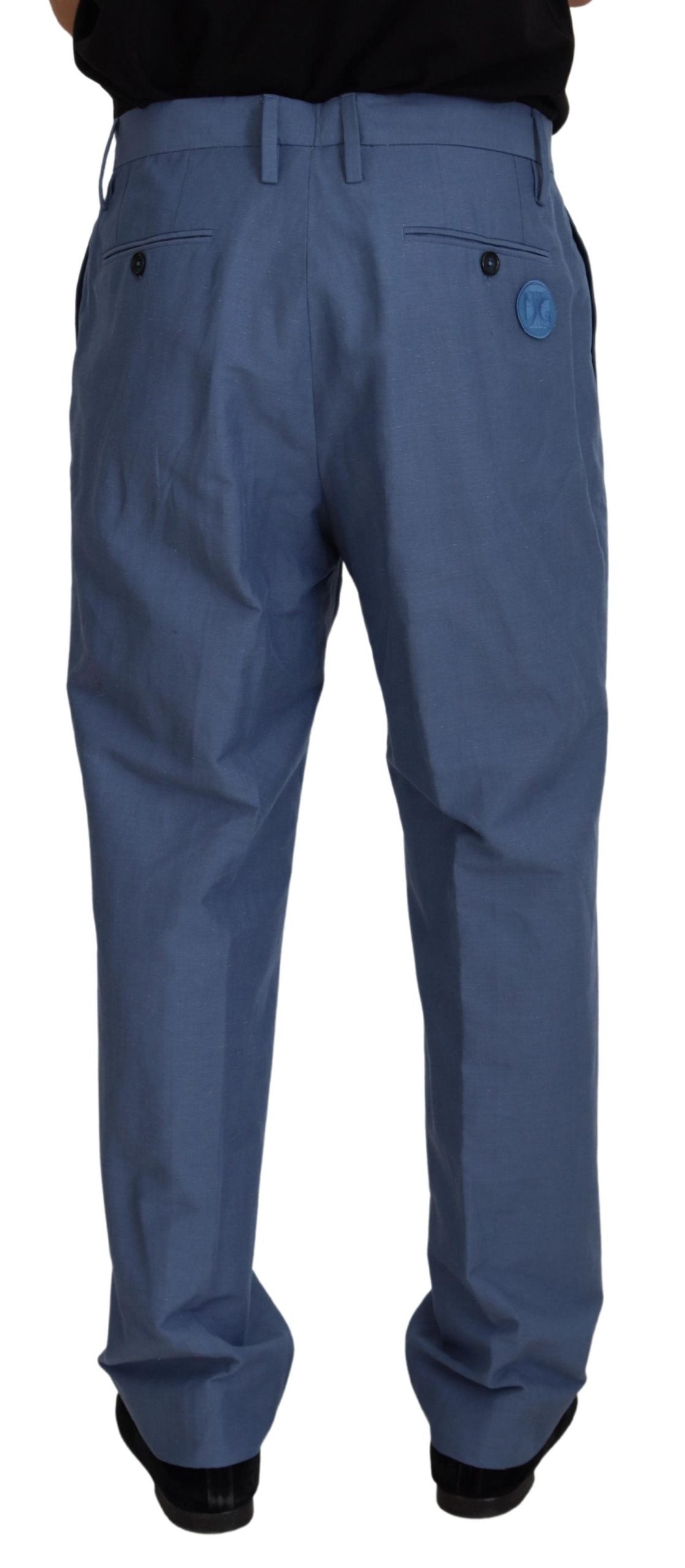 Blauwe linnen chino heren formele broek