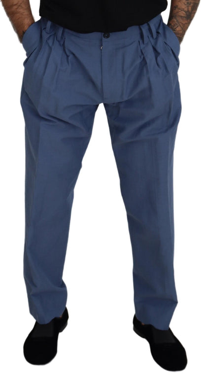 Blauwe linnen chino heren formele broek