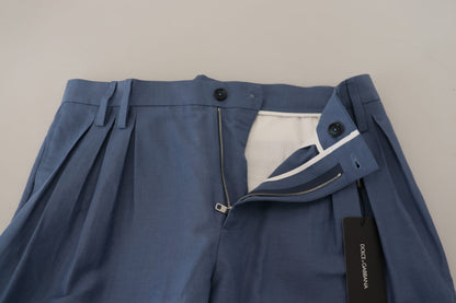 Blauwe linnen chino heren formele broek