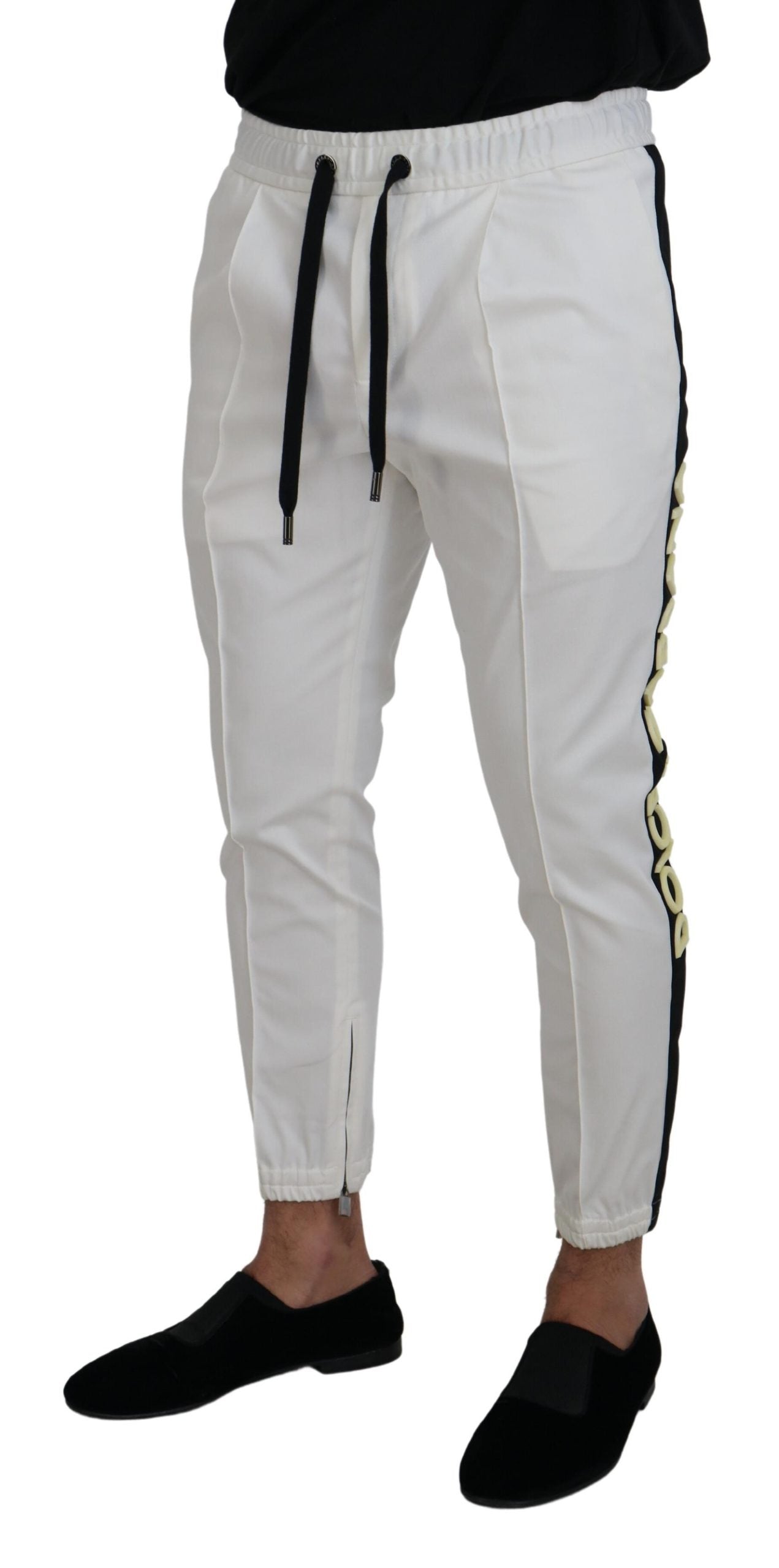 Elegantes pantalones jogger de algodón blanco