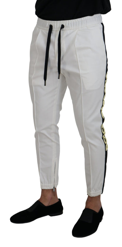 Elegantes pantalones jogger de algodón blanco