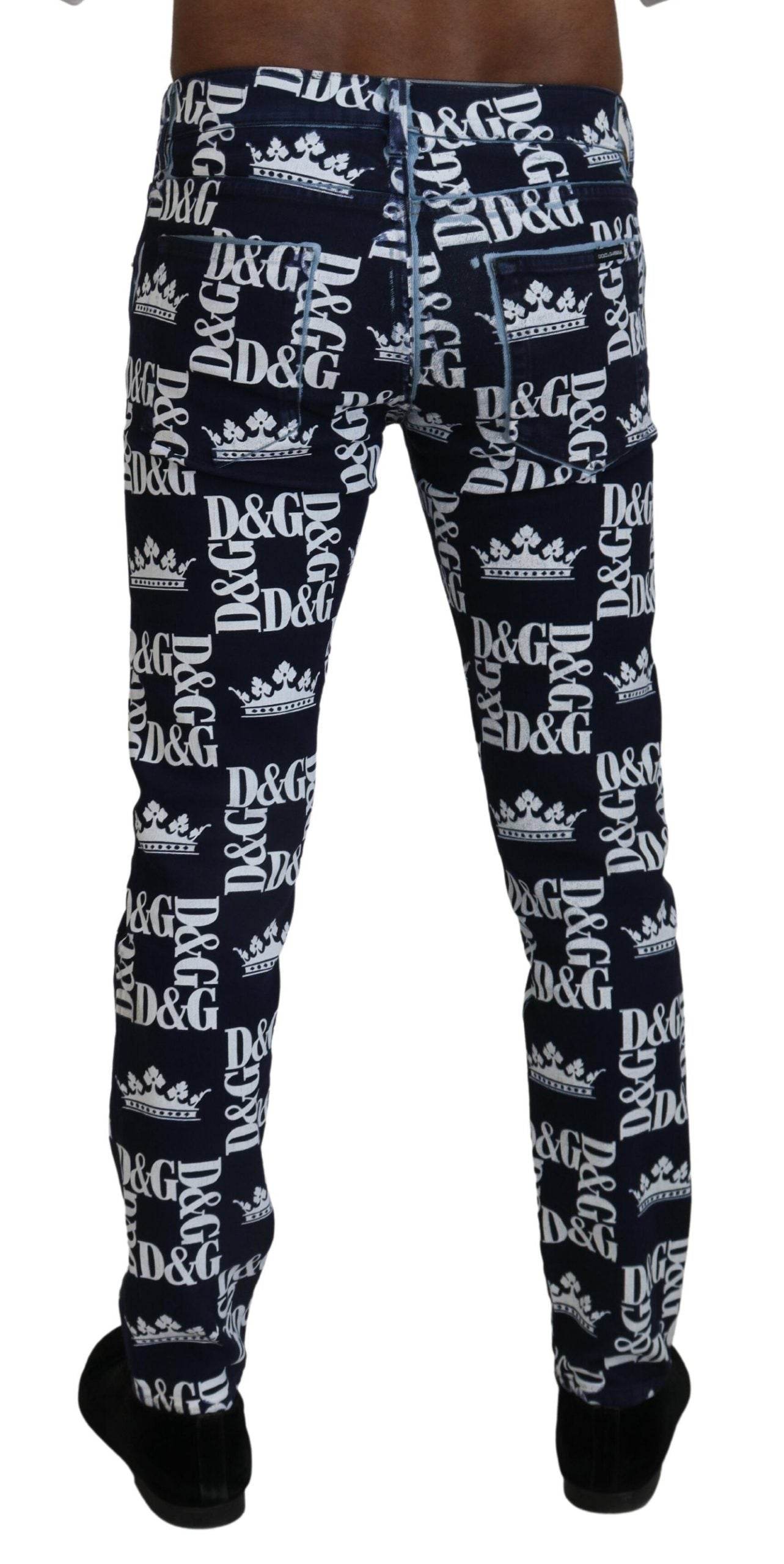 Blauwe katoenen DG Crown skinny denimjeans