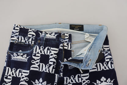 Blauwe katoenen DG Crown skinny denimjeans