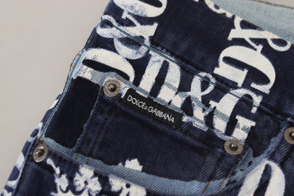 Blauwe katoenen DG Crown skinny denimjeans