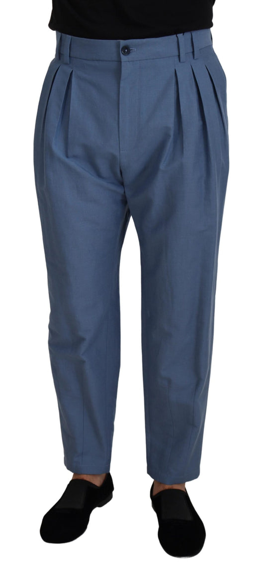 Pantalón Elegante Azul De Lino-Algodón