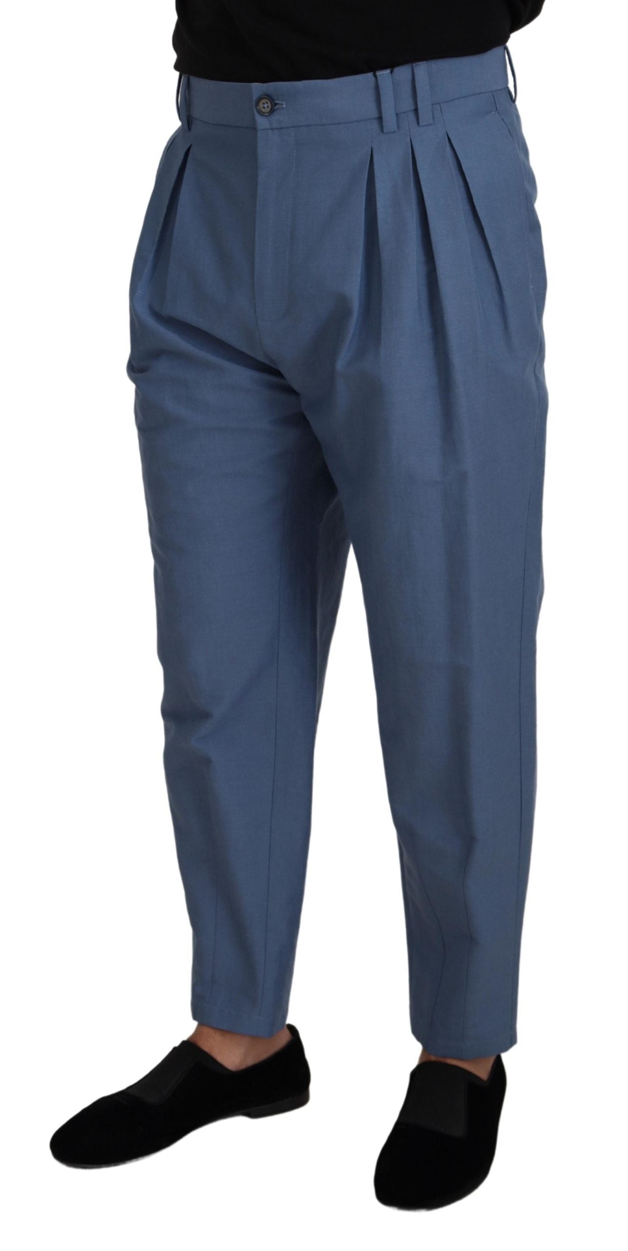 Blauwe linnen chino formele broek