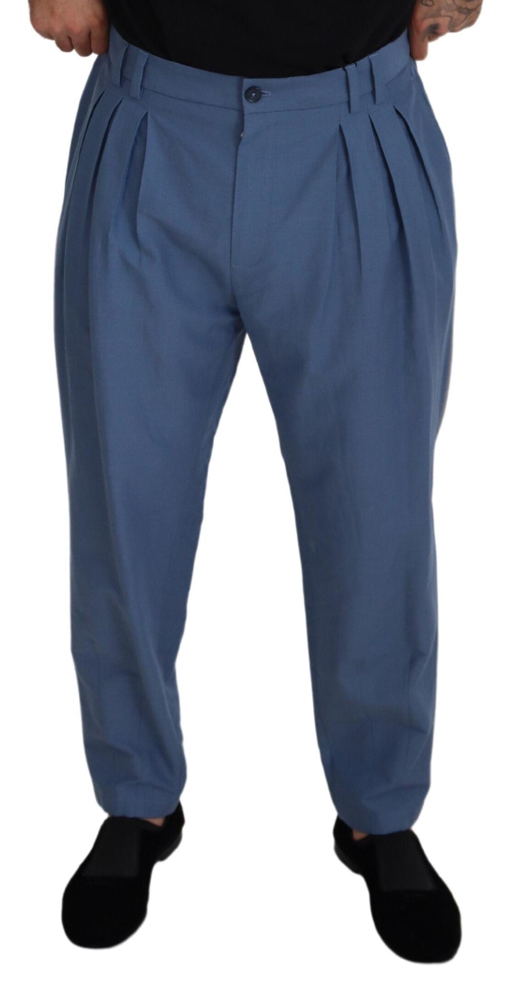 Pantalón Elegante Azul De Lino-Algodón