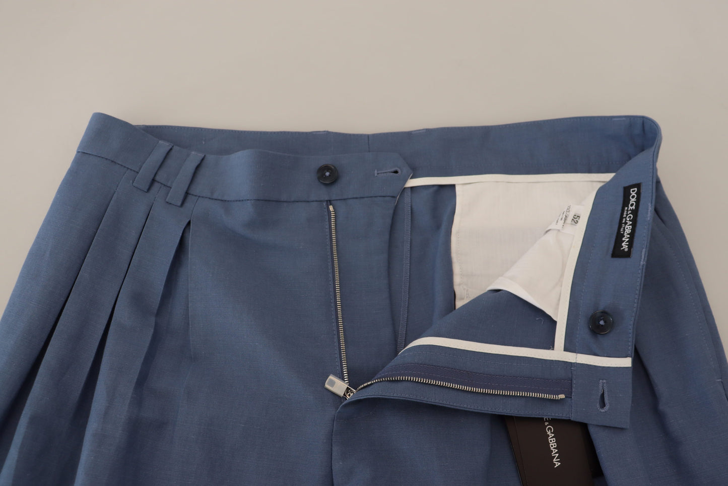 Blauwe linnen chino formele broek