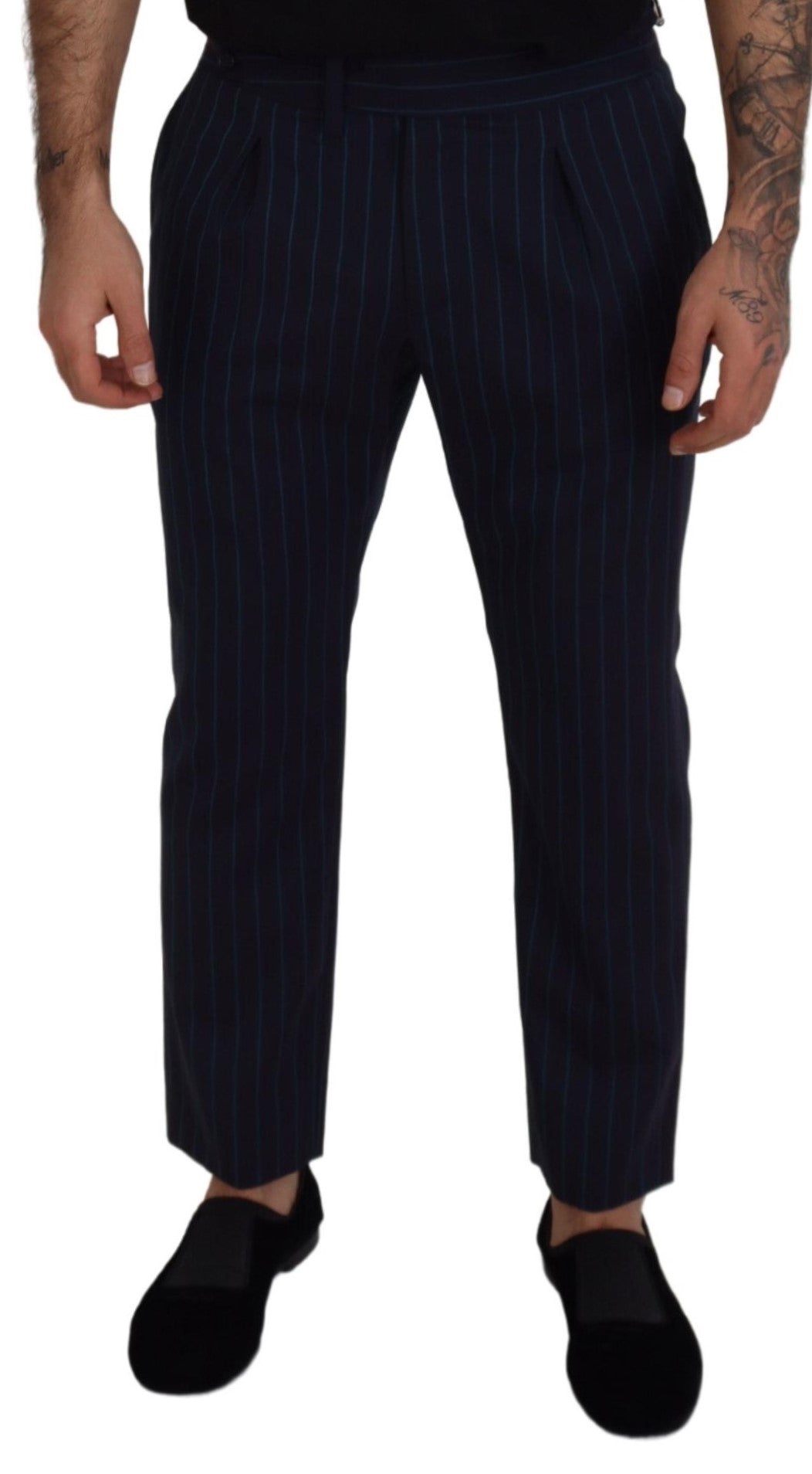 Elegant Stripe Virgin Wool Trousers