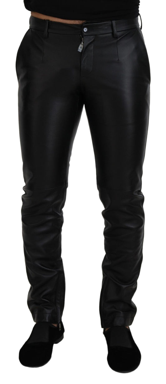 Zwarte glanzende stretch skinny broek