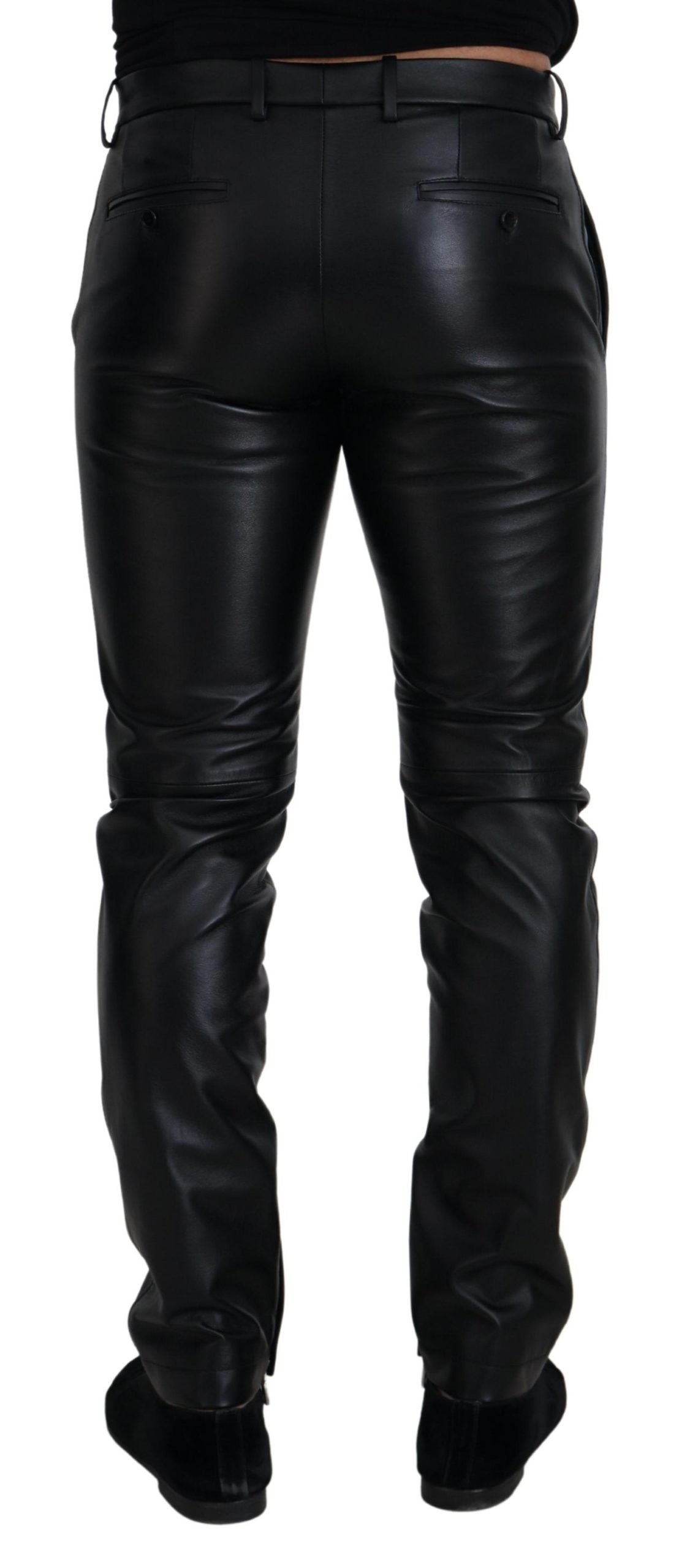 Zwarte glanzende stretch skinny broek