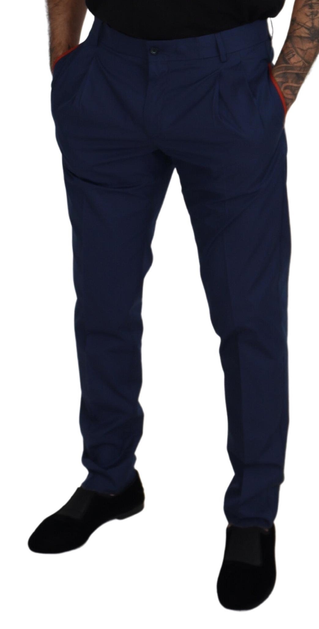 Blauwe katoenen chino formele broek