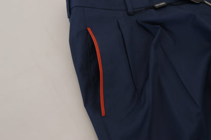 Blauwe katoenen chino formele broek