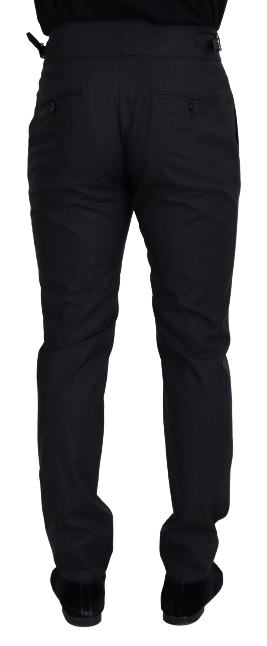 Elegant Dark Grey Wool Silk Pants