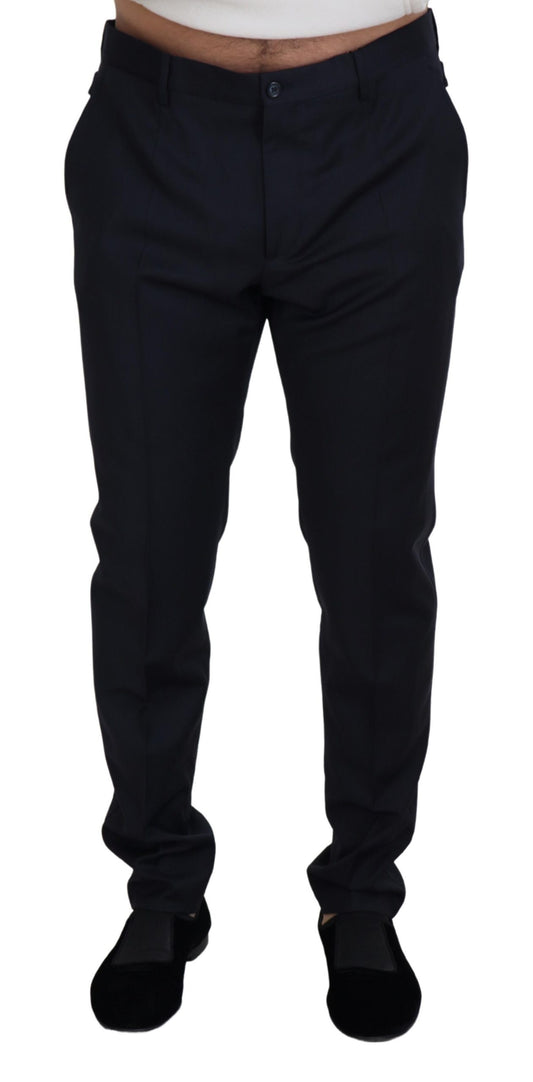 Elegant Blue Wool Blend Trousers