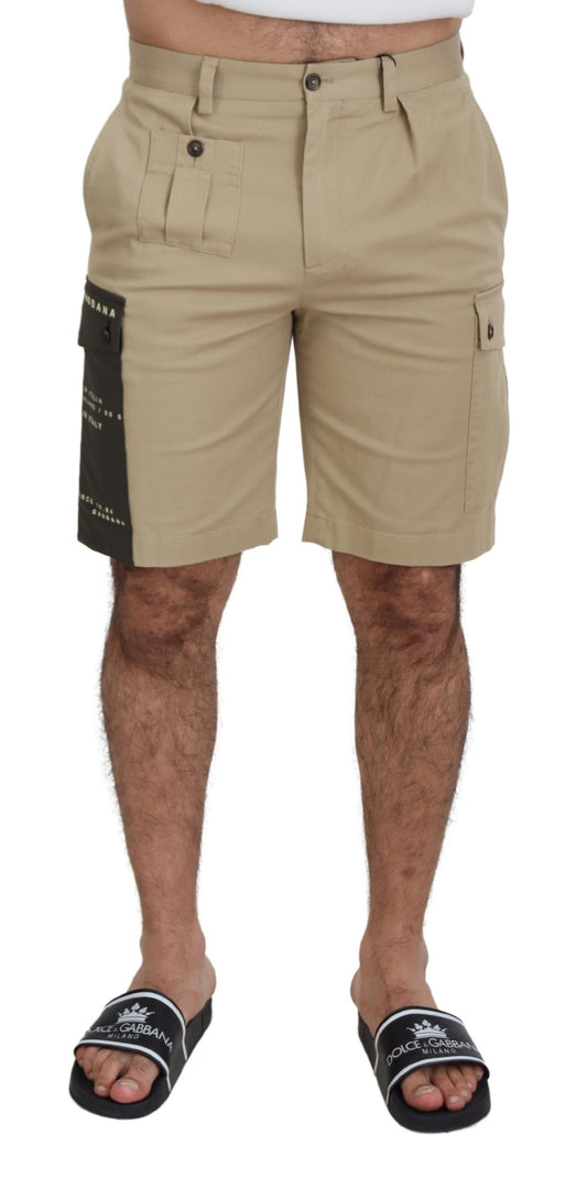 Beige katoenen cargobermudashort