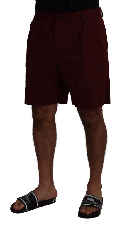 Elegant Maroon Cotton Blend Shorts