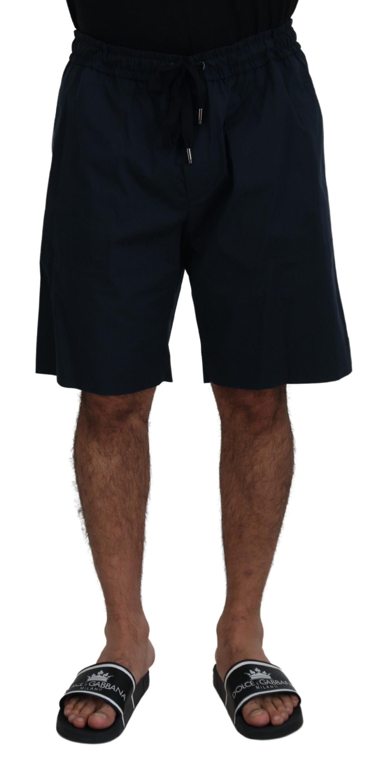 Blauwe Bermuda-casual short met middelhoge taille