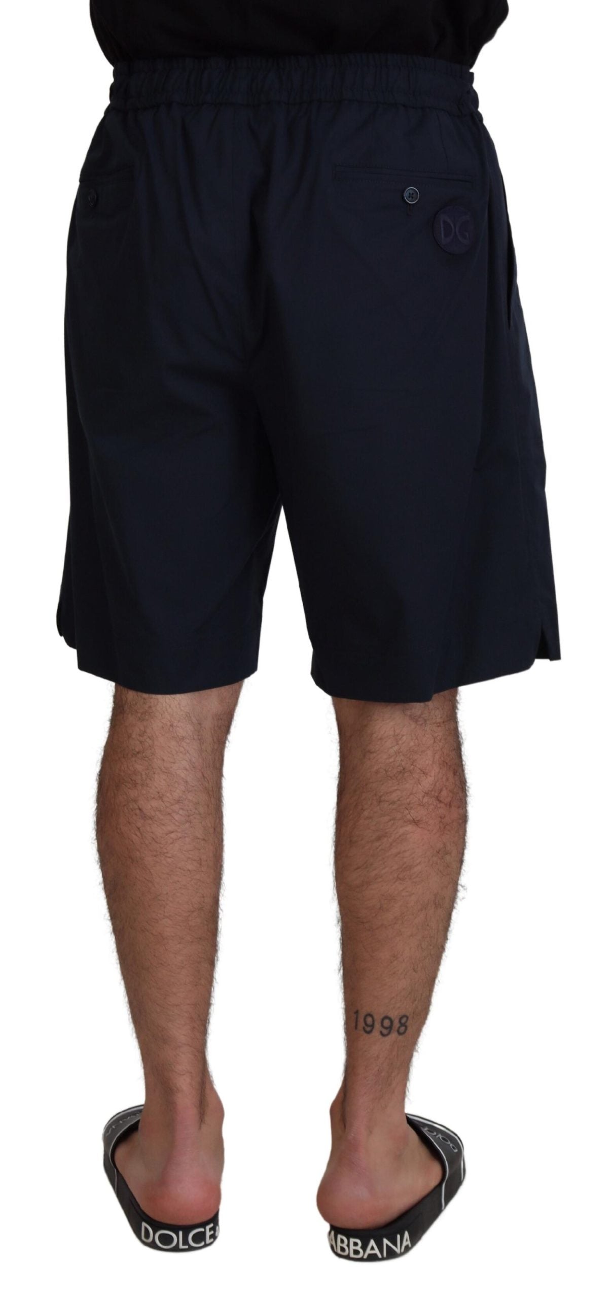 Blauwe Bermuda-casual short met middelhoge taille