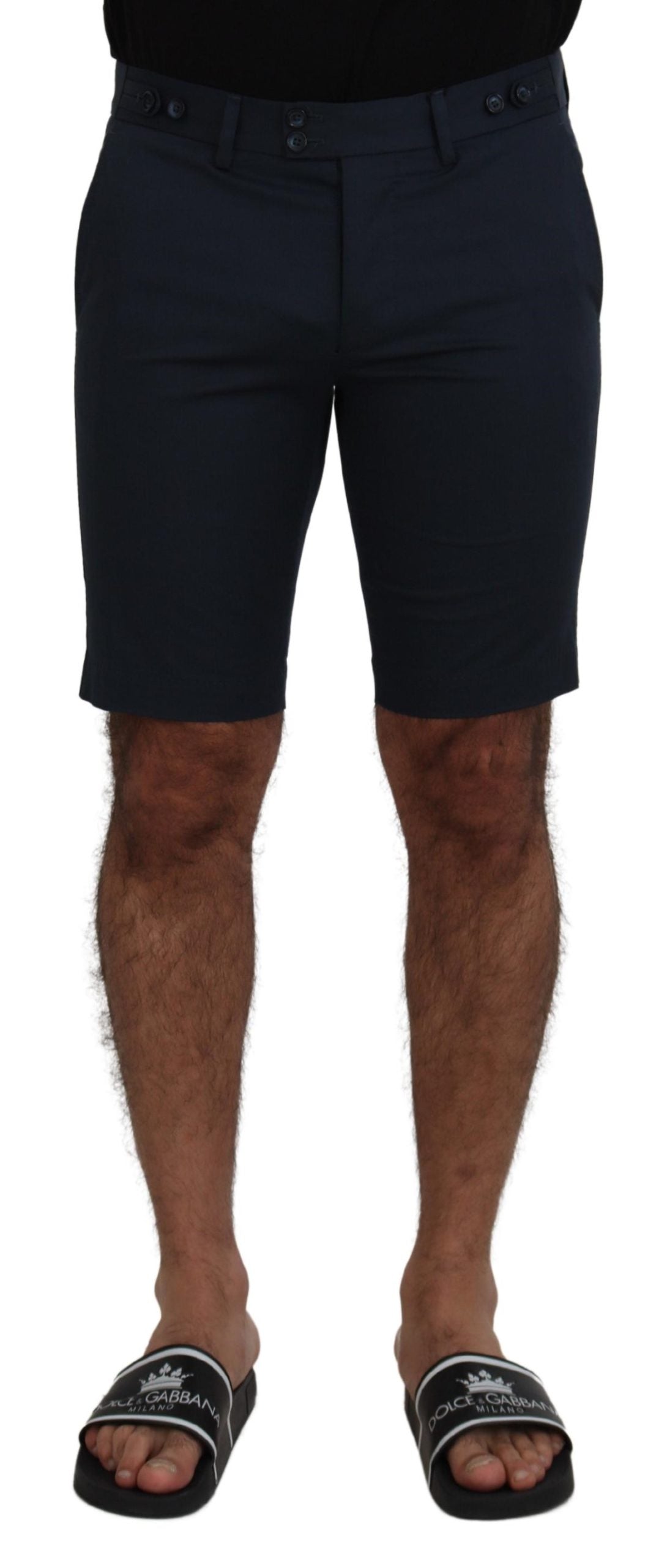 Blauwe Bermuda herenshorts met lage taille