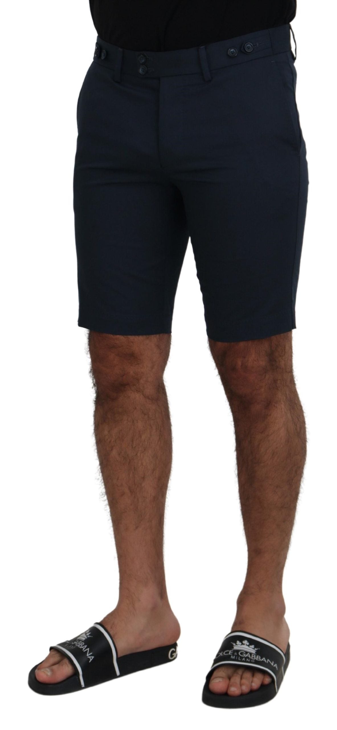 Elegant Blue Cotton Blend Shorts