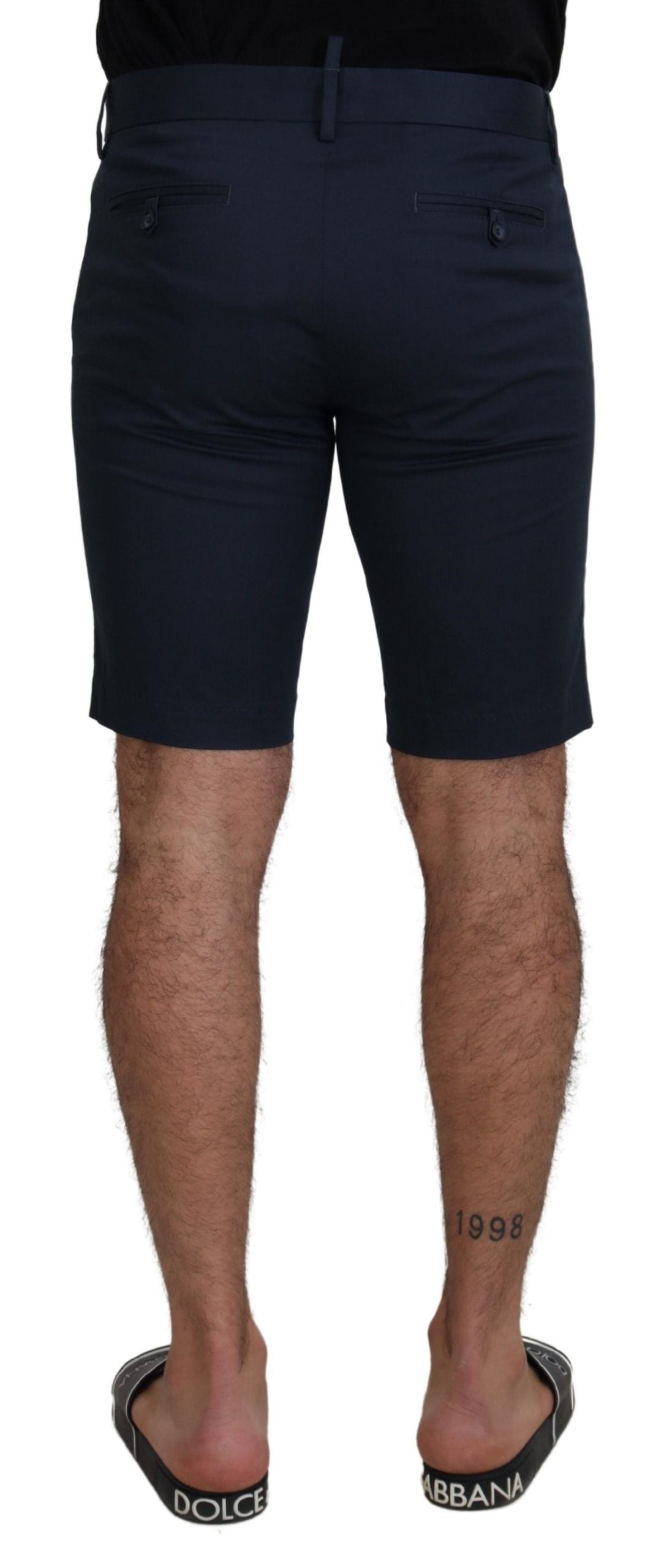 Blauwe Bermuda herenshorts met lage taille