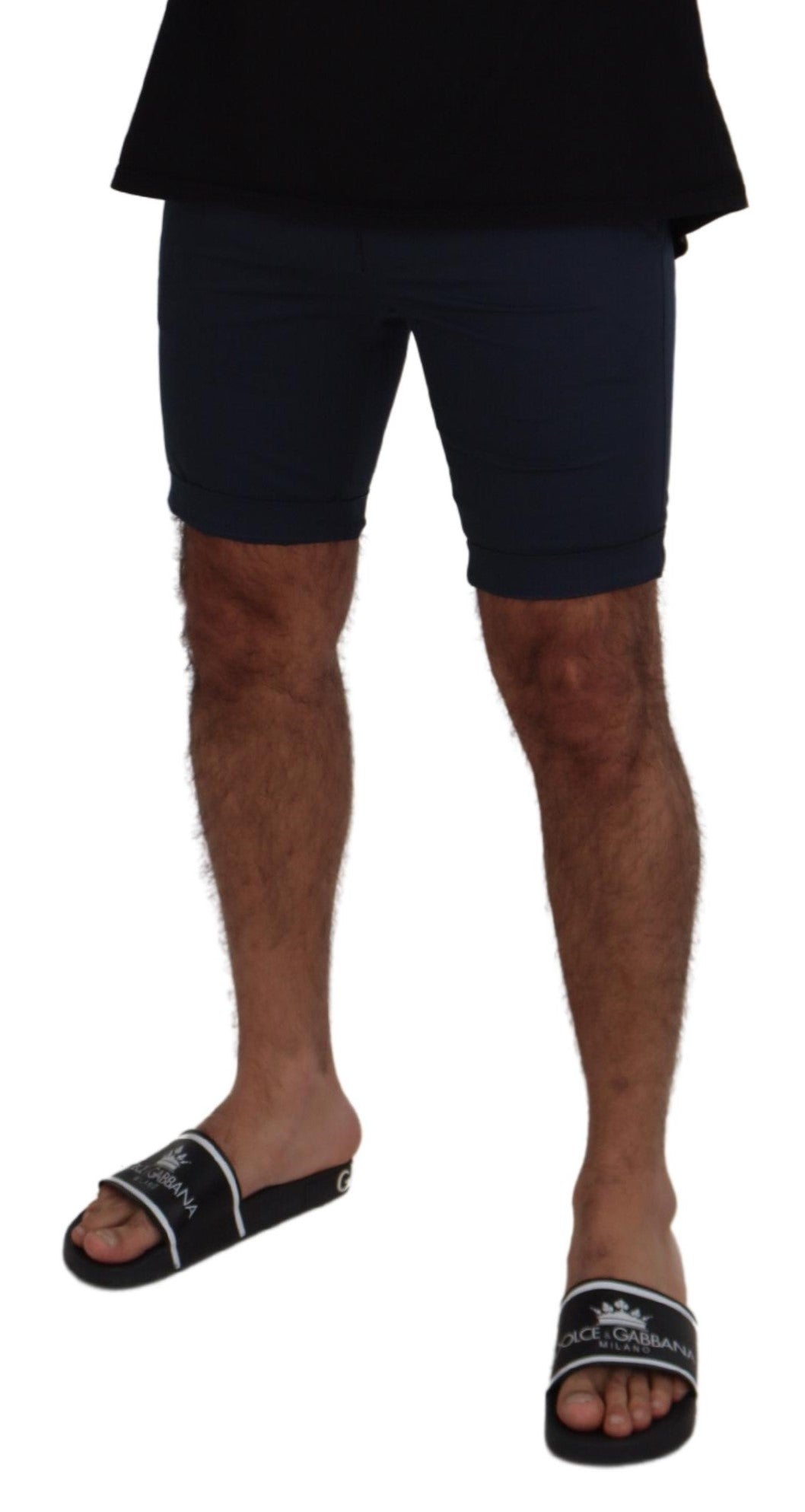 Elegant Blue Cotton Blend Shorts