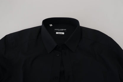 Camisa de vestir elegante de algodón negra