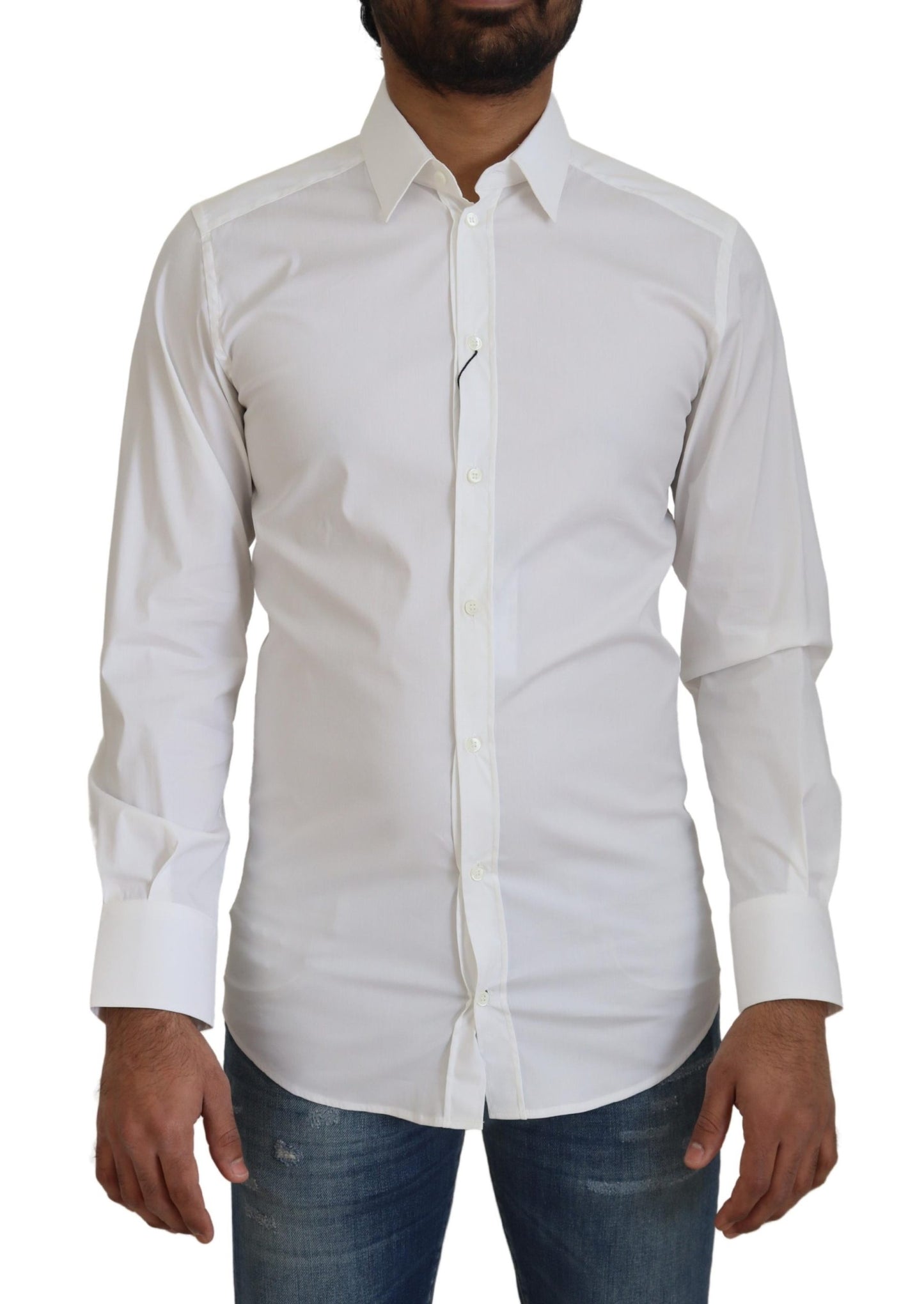 Camisa de vestir blanca deslumbrante con corte entallado