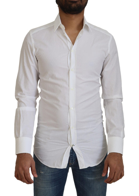 Camisa de vestir elegante de algodón blanca Slim Fit