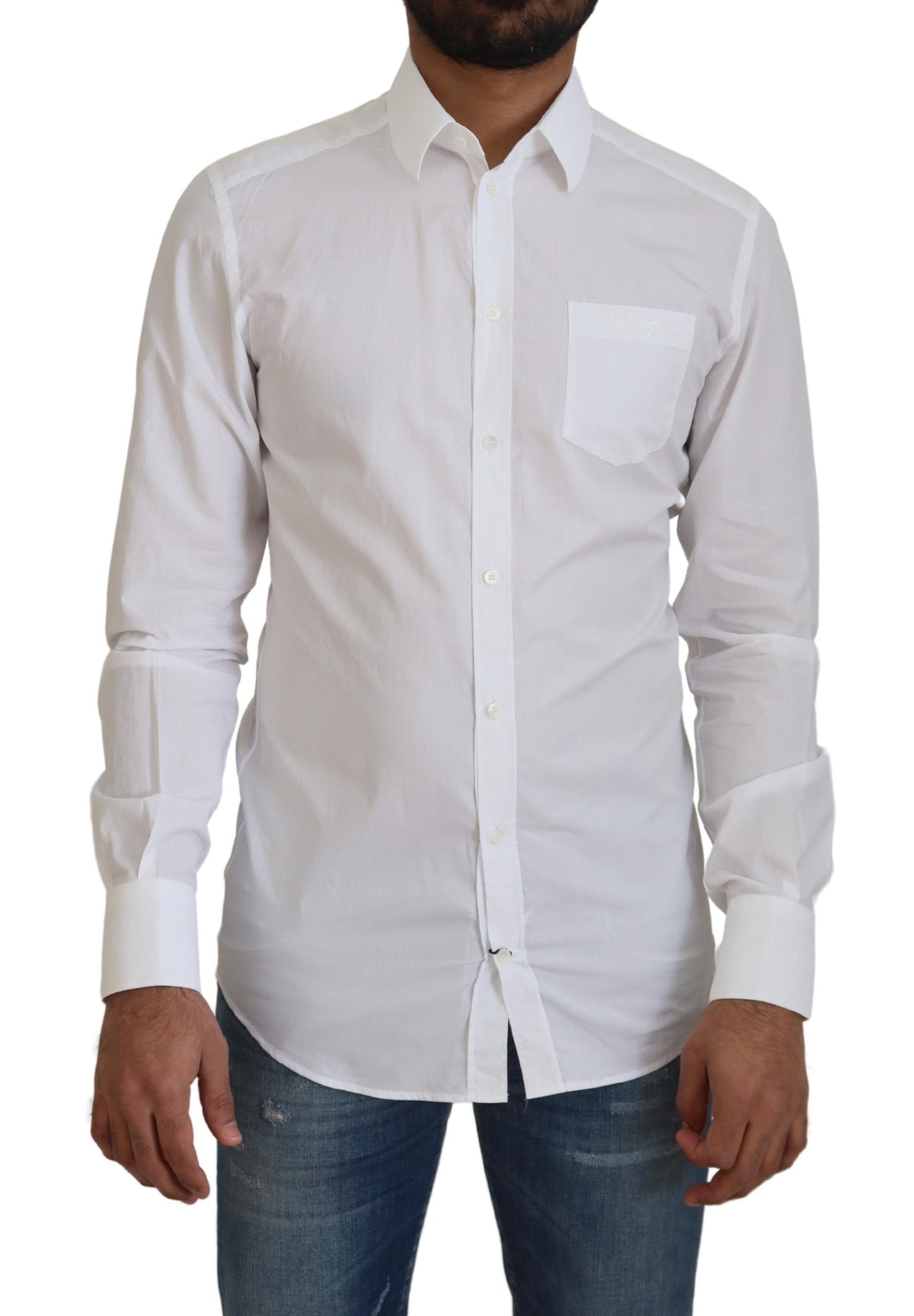 Camisa de vestir blanca elegante y ajustada