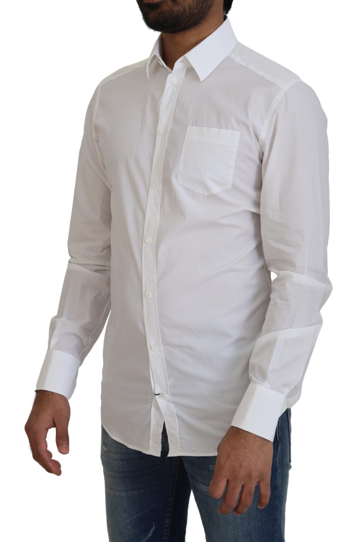 Elegant White Slim Fit Dress Shirt