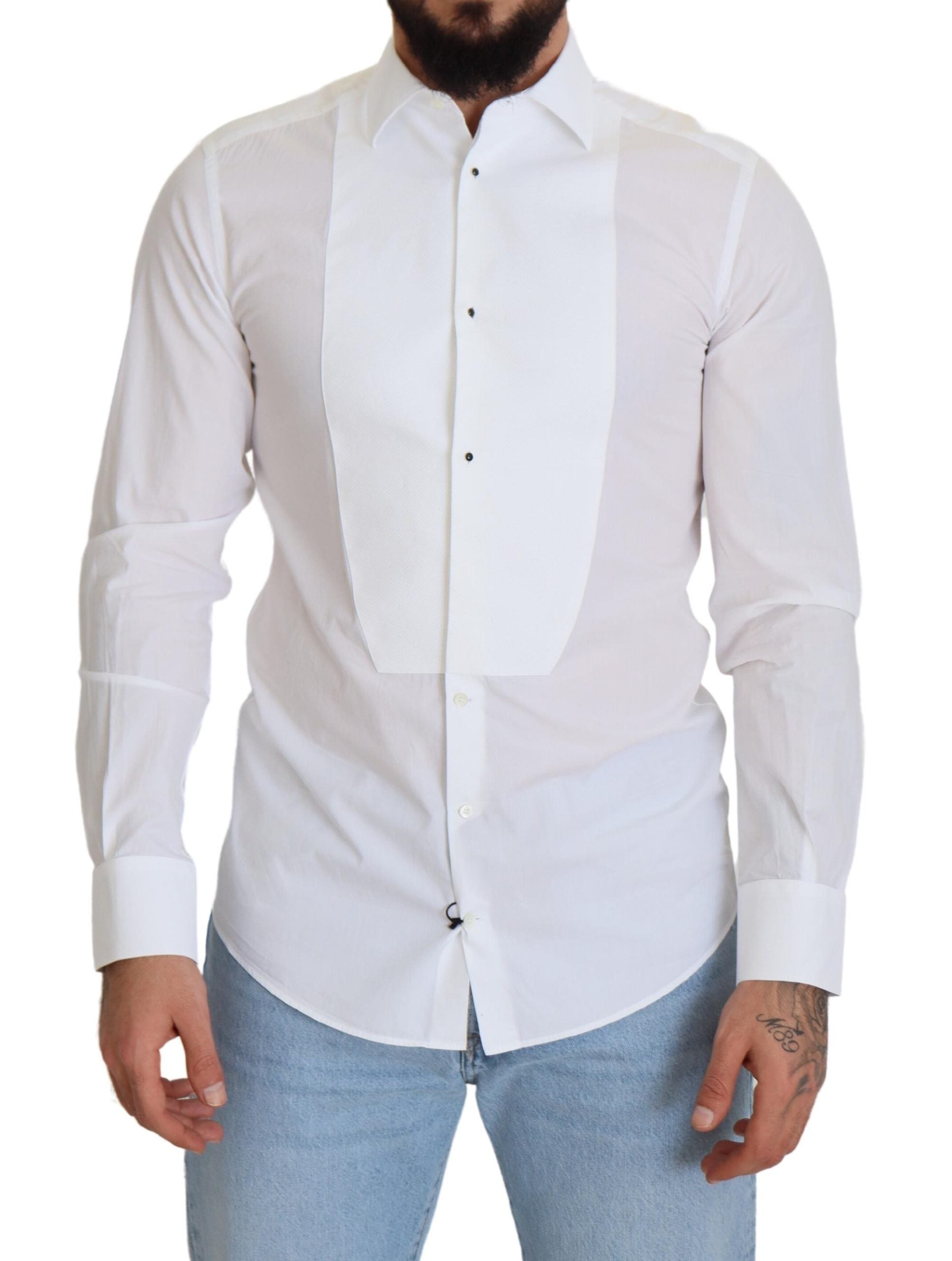 Elegant White Cotton Poplin Slim Fit Shirt