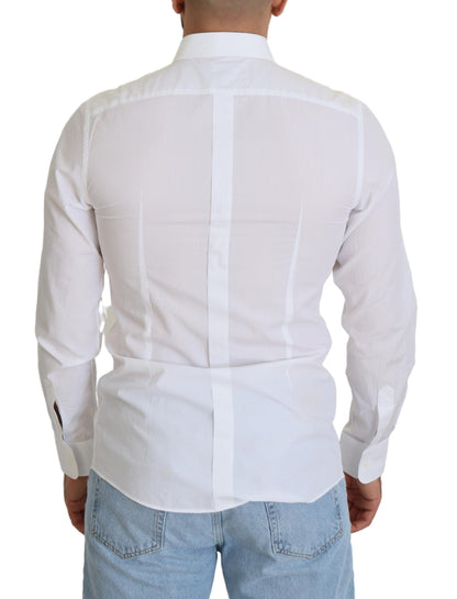 Elegant White Cotton Poplin Slim Fit Shirt