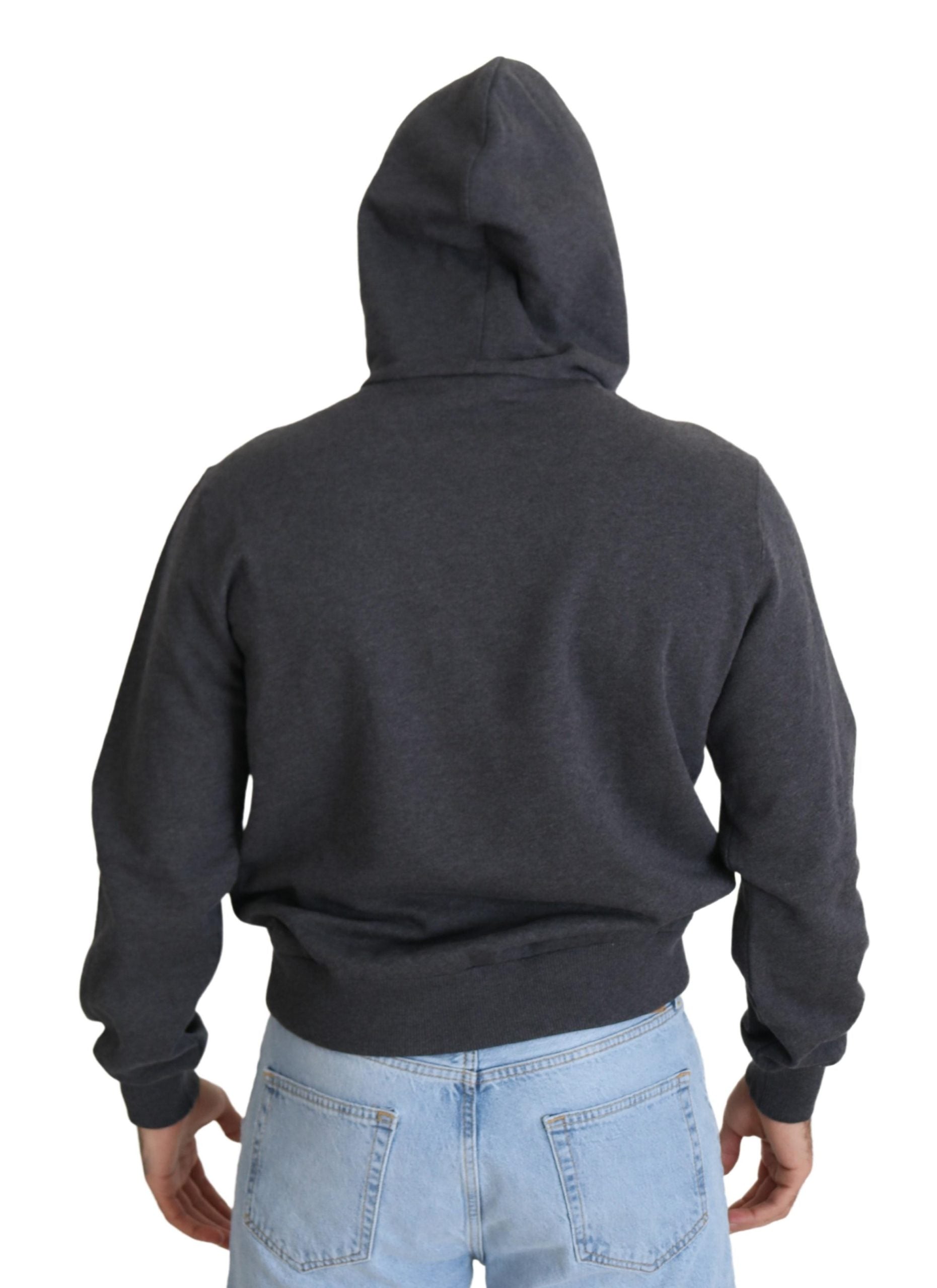 Elegante sudadera con capucha de algodón gris