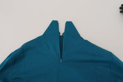 Blauwe katoenen slanke pullover trui met kraag