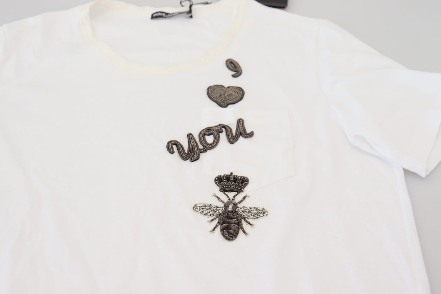 Wit katoenen T-shirt met logopatch en korte mouwen