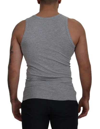 Camiseta sin mangas elegante de algodón gris sin mangas