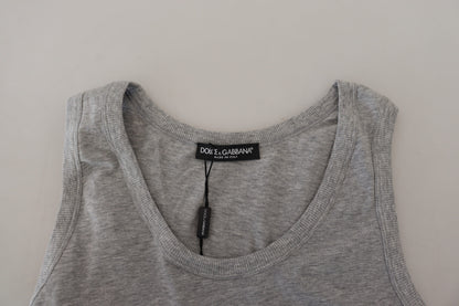 Camiseta sin mangas elegante de algodón gris sin mangas