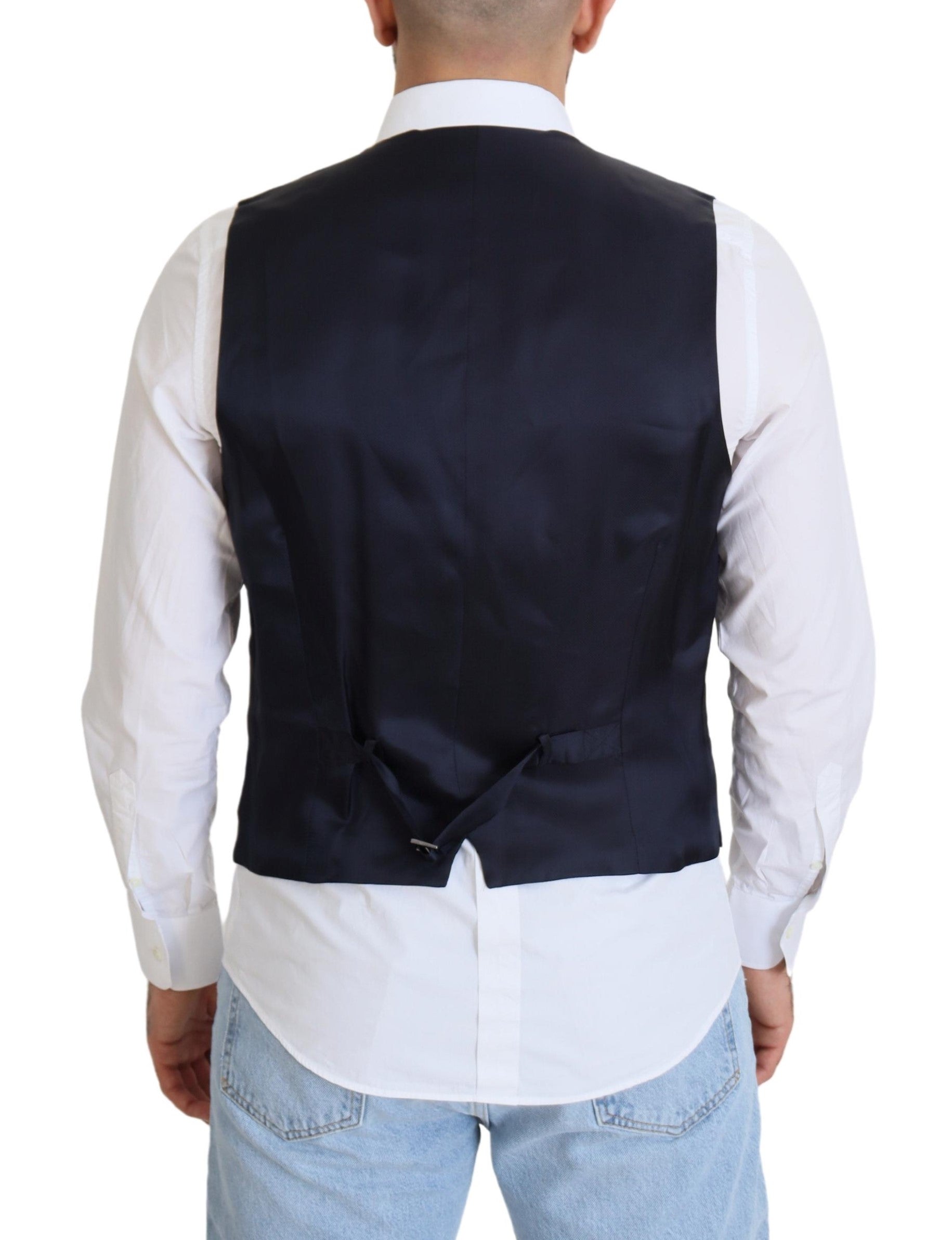 Donkerblauw wollen stretchvest formeel vest