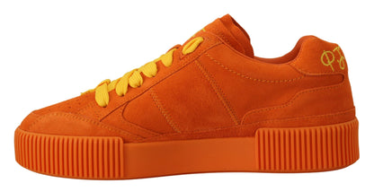 Zapatillas elegantes con cordones de ante naranja